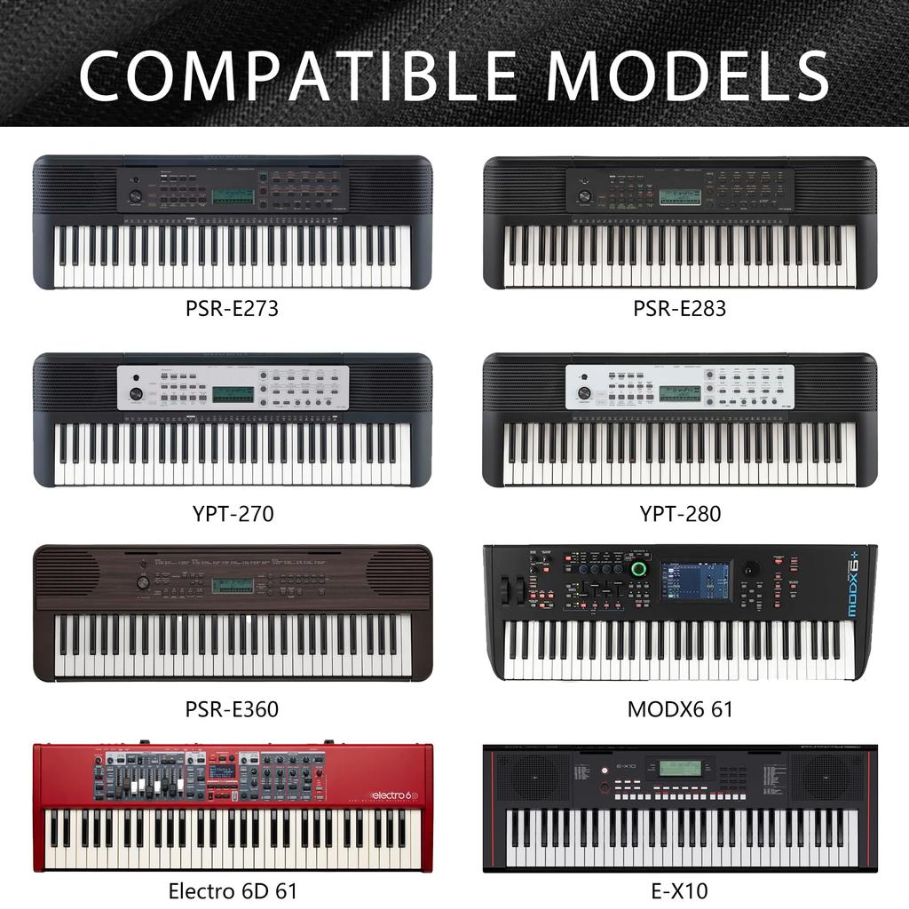 Musiin Piano Keyboard Dust Compatible with Yamaha MODX6 Premium Chinlon Soft Touch Fit Design 61-Key Cover, 61, YPT-280, YPT-270, PSR-E273, PSR-E360