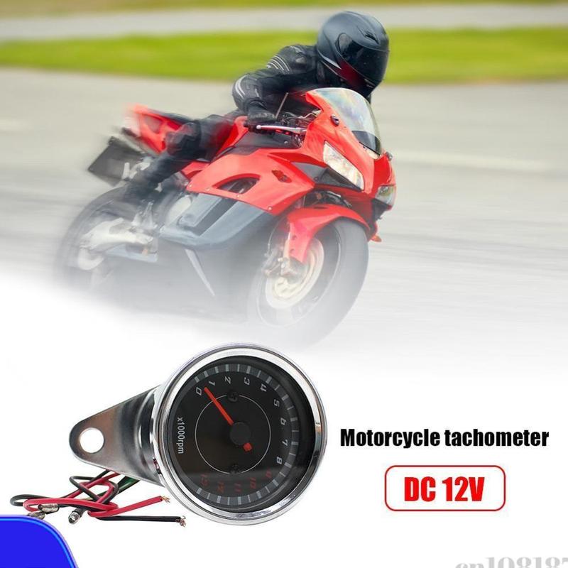 DC 12V Universal Motorcycle Tachometer Blue LED Backlight 1000RPM Analog Tachometer Electronic Tach Meter Speedometer Gauge