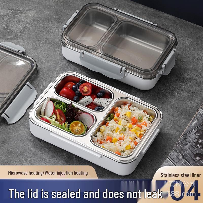 Leak-Proof 304 Stainless Steel Compartment Lunch Box - Microwave Safe, Detachable Bento Container Two Compartments