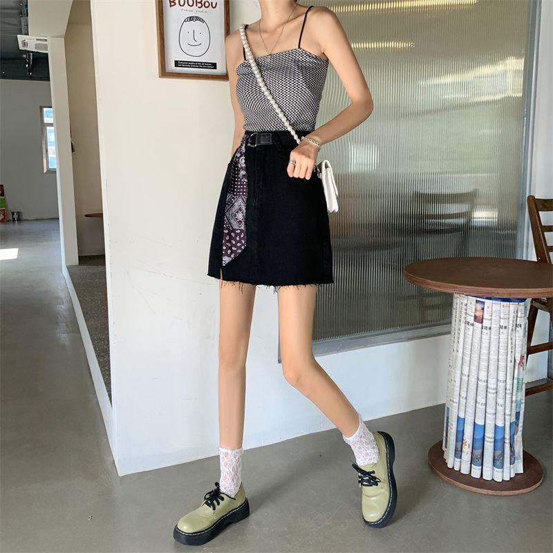 Юбка-трапеция Модная тенденция Y2k Jean Summer Ins Design Sense Slit Высокая талия — фото 7