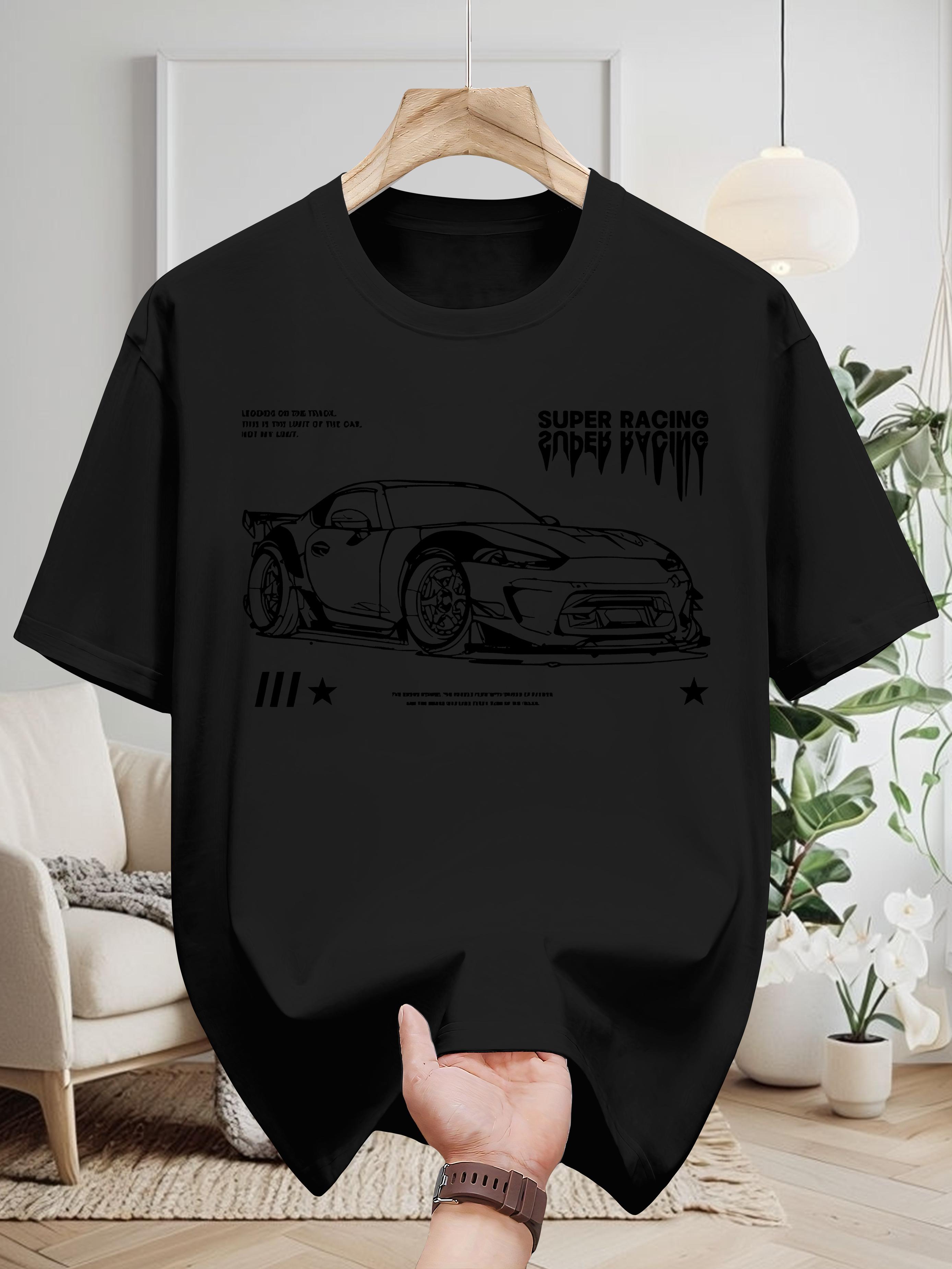 Graphic T-shirt - Racing Car Print with SUPER RACING & Speed Text S