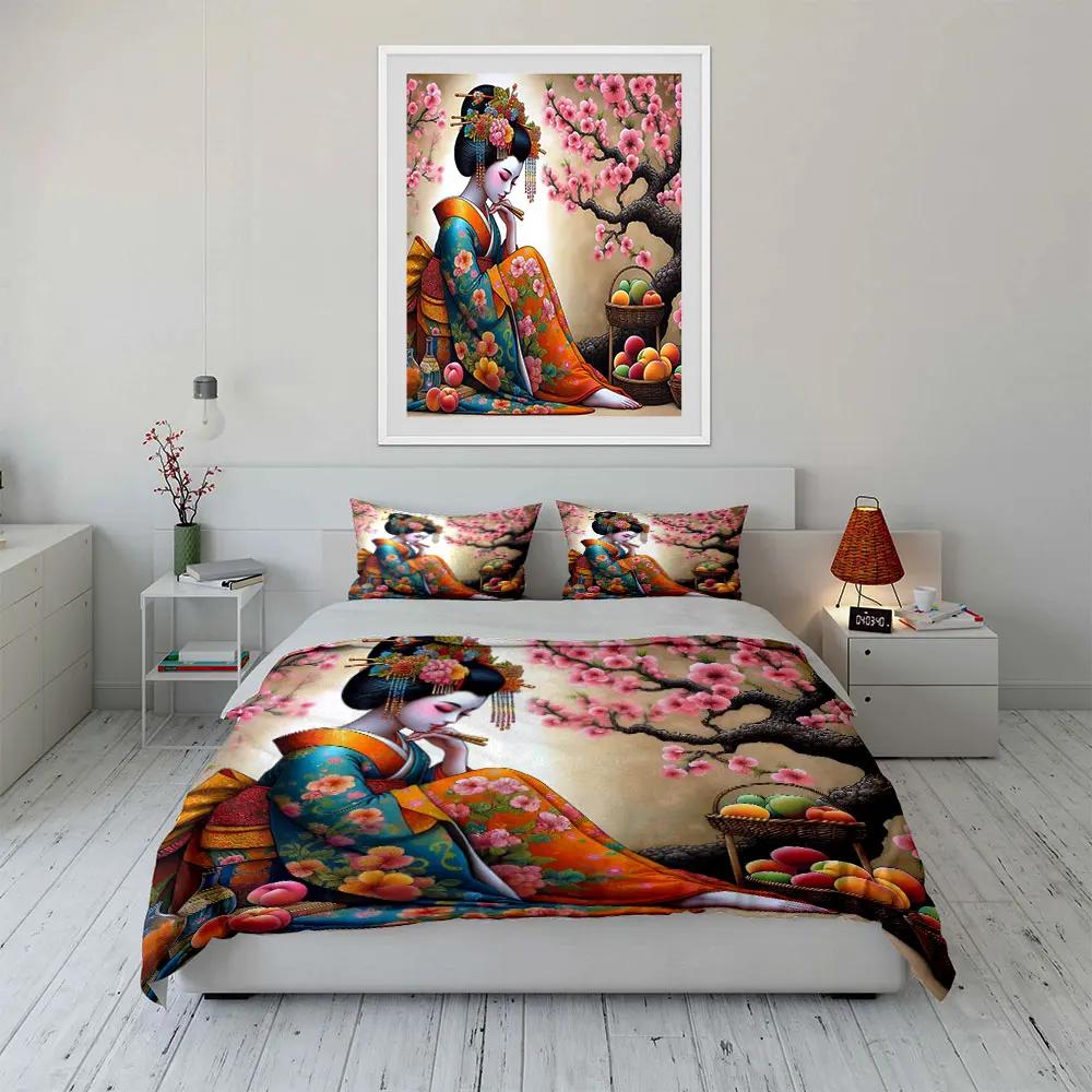 "Japanese Decor Set Cherry Blossoms" Soft Comfortable Duvet Cover Bedding Set Included 1*Duvet Cover & 2*Pillowcases gift
