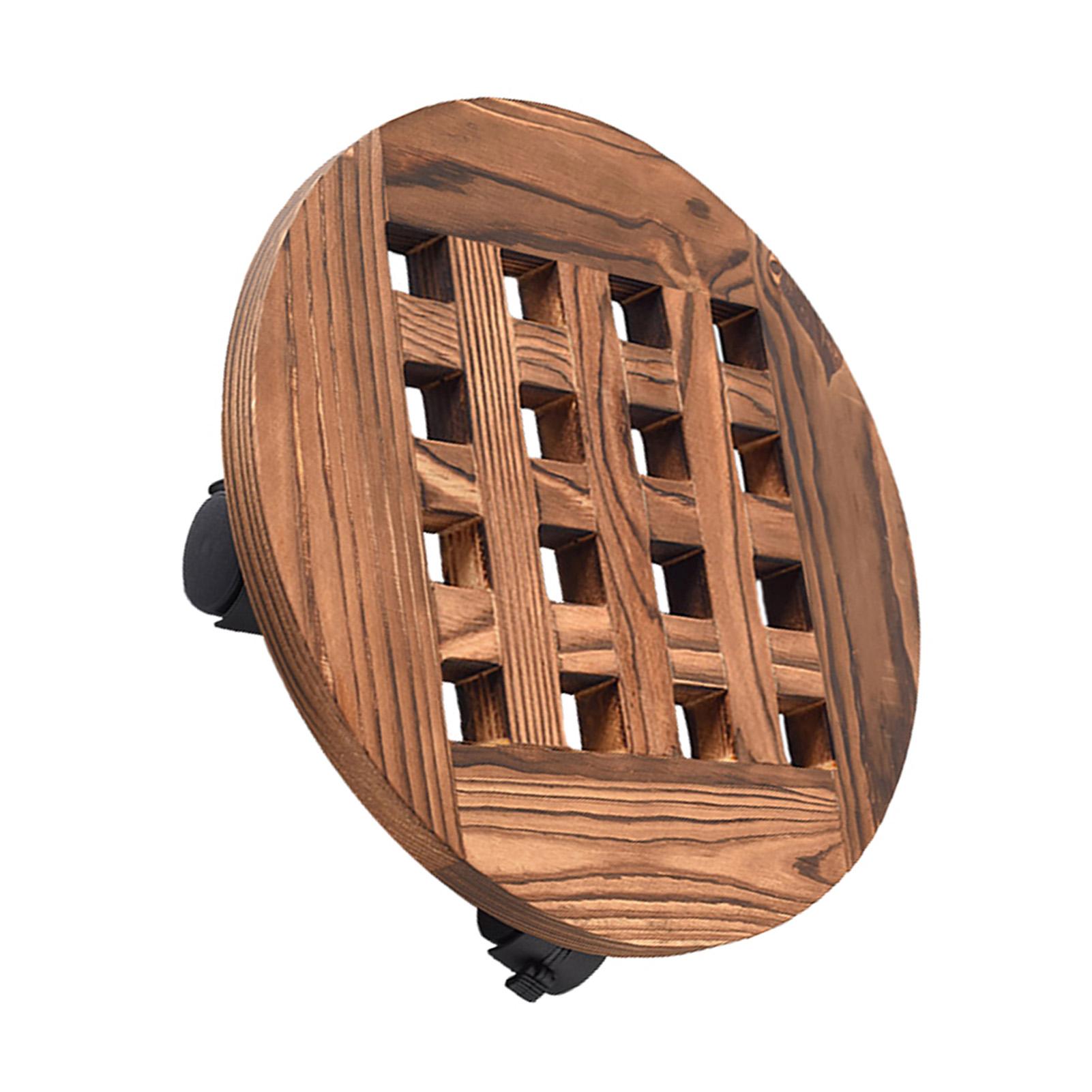 

Wooden Mobile Flower Tray with 6 Wheels 360 Degree Rotating Rolling Plant Stand for Home Type 1