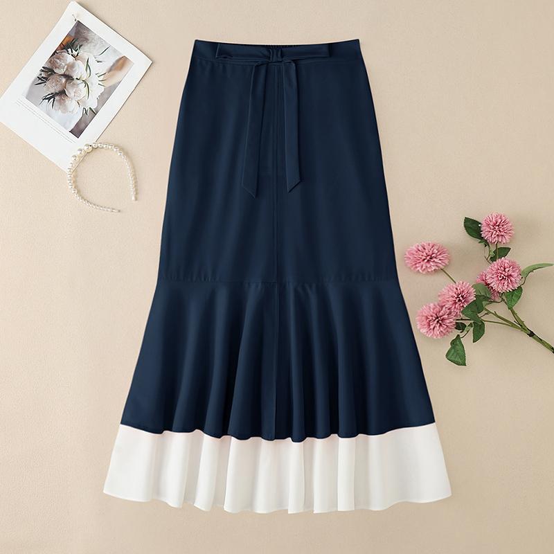 

ZANZEA Женские повседневные лоскутные свободные летние миди-юбки S тёмно-синий