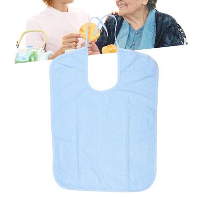 Elderly Waterproof Bib Adult Mealtime Saliva Towel Dining Apron Clothes Protector Light Blue M