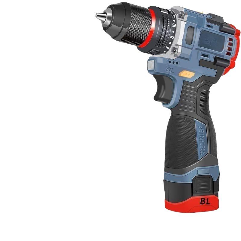 Rechargeable Brushless Electric Drill & Screwdriver - Handheld Lithium Battery Impact Gun for Household Use