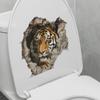 Adesivo de banheiro de tigre de parede removível autoadesivo à prova d'água PVC sala de estar banheiro arte de parede animal tampa de vaso sanitário decoração decalque