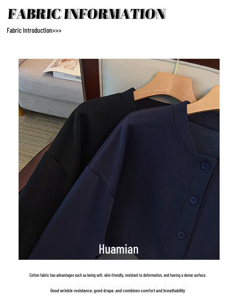 High-Quality Spring Style Women's Plus Size Baseball Jacket - Casual, Slimming, Simple, Versatile, Loose-Fit, Long Sleeve - Up To 300 Jin.