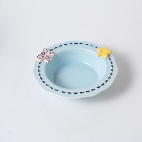 Ceramic Feeding Bowl for Dogs & Cats, Whisker Friendly Kitten Food Water Dish, Wide Shallow Pet Feeder Plate for Dry Wet Food