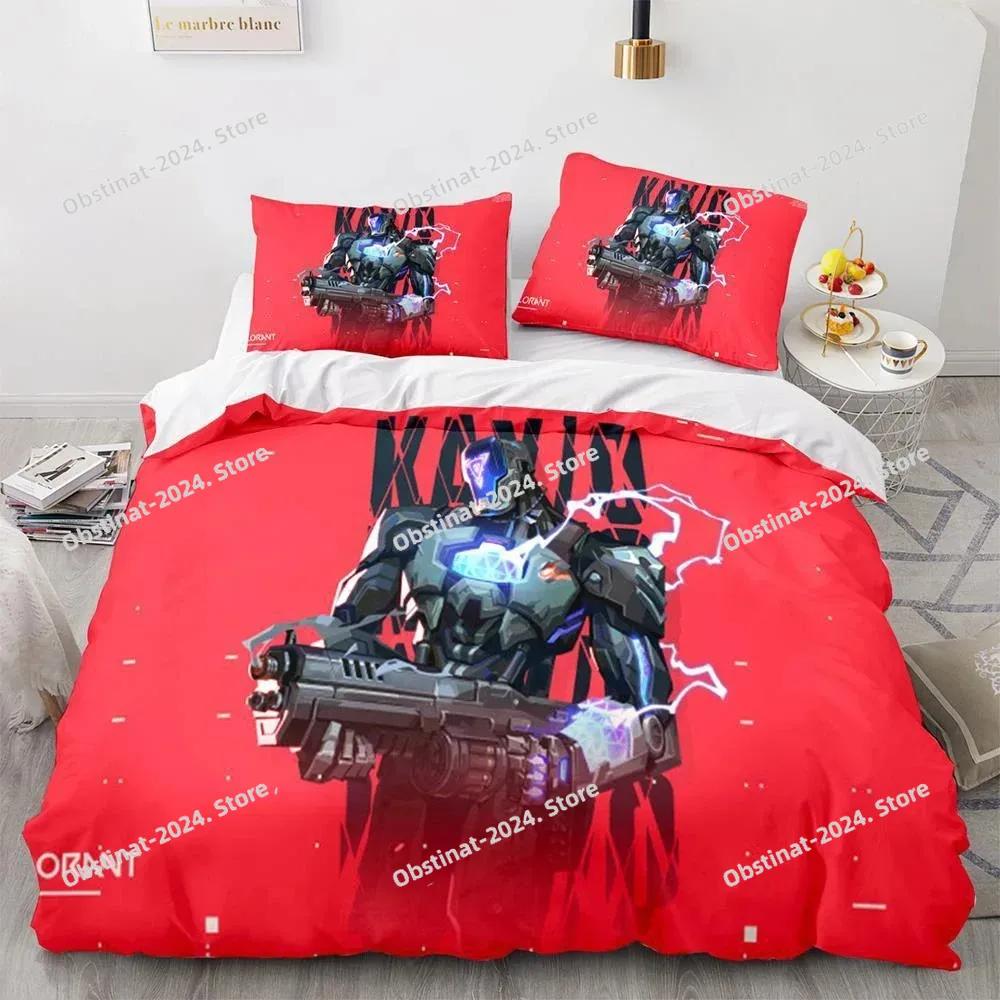 Game Valorant Neon Beding Set Young Boys Young Girls Twin Quen Sized Dimensions Soft Duvet Cover Pilowcase Bed Children Kids Adult People Fashion Home