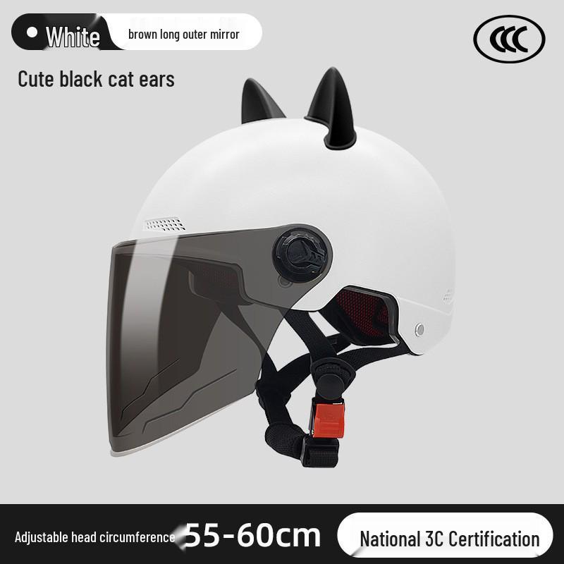 Certified Cat Ear Electric Bike Helmet for Men & Women: Sun Protection, All-Season Safety