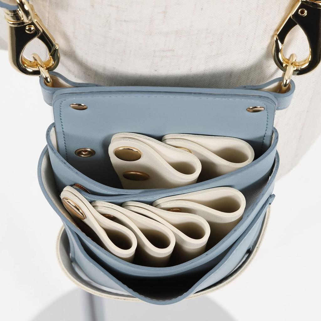 DEEDS Luxury Style Sienna Scissor Case with Bluegrass x Holds for Hairdressers and Trimmers Chain, Ivory, 4-6 Scissors,