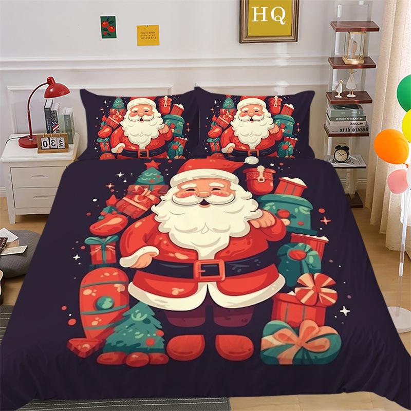 Christmas Snow Scene 3D Printed Polyester Pillowcase Quilt Cover Two Or Three Piece Set