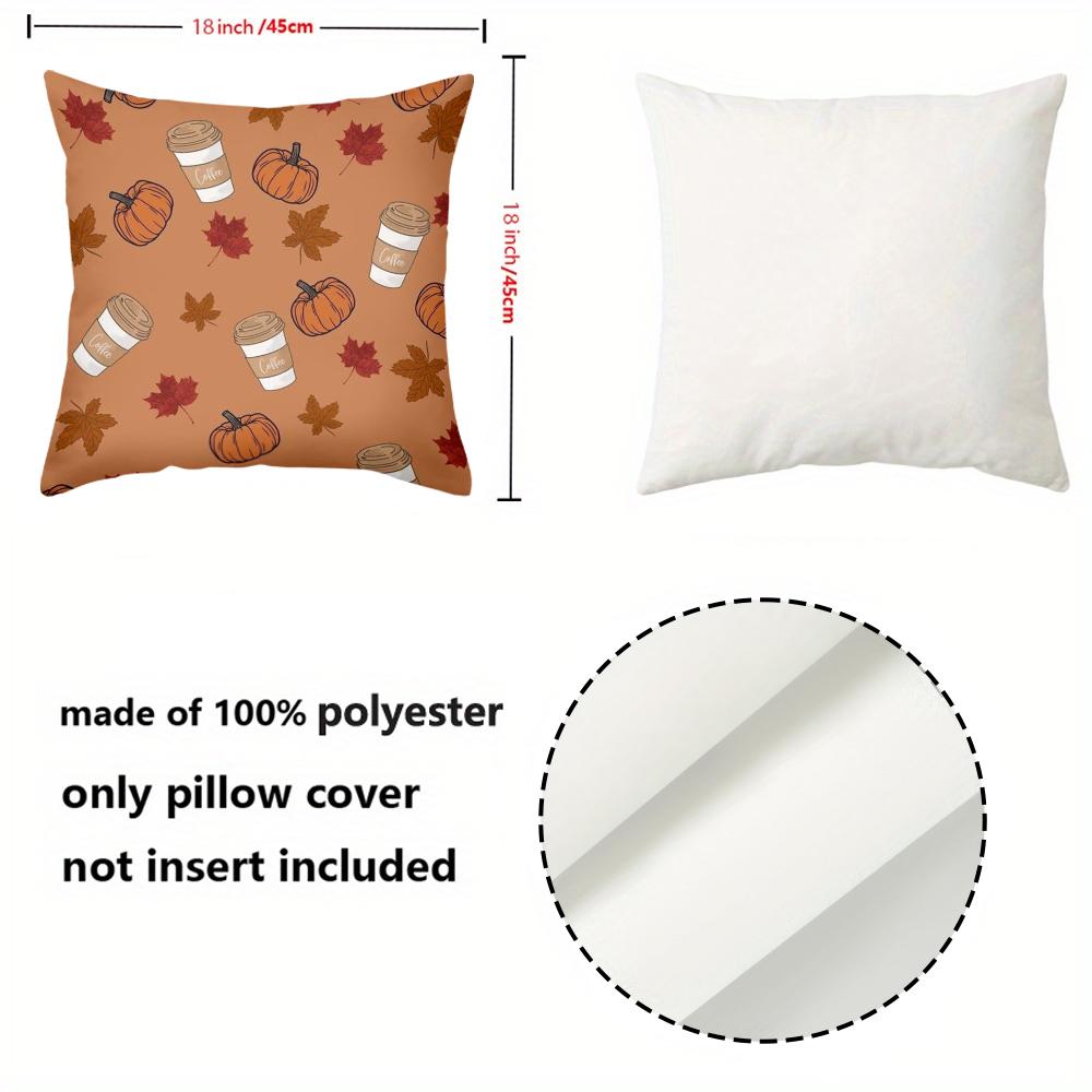 1 Pieces -2D flat printing Pumpkin Leaf Coffee Patterned Throw Pillows Polyester pillowcase sofa decorative cushion cover