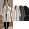 Womens Loose Fit Solid Color Wool Blend Long Sleeve Jacket Casual