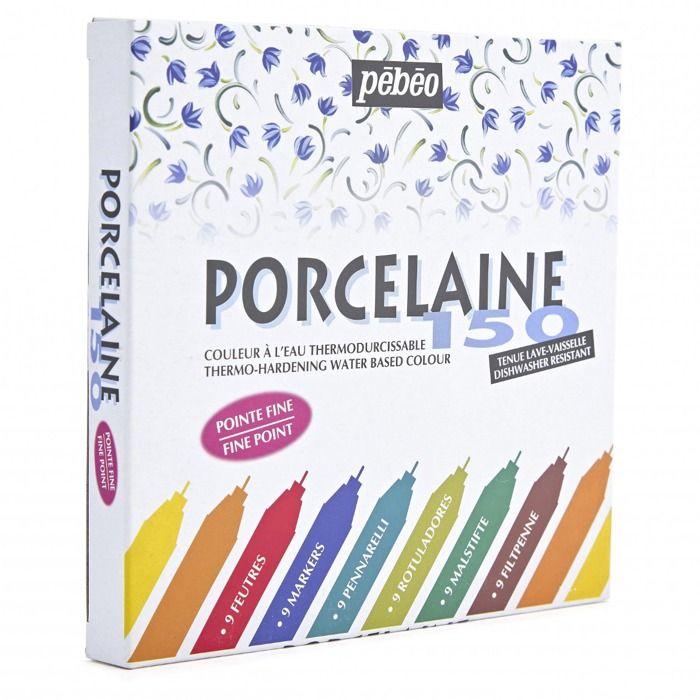 Porcelain Markers - Pebeo - 9 Markers - Fine Tip - Bright Colors - For Children Ages 10 and Up