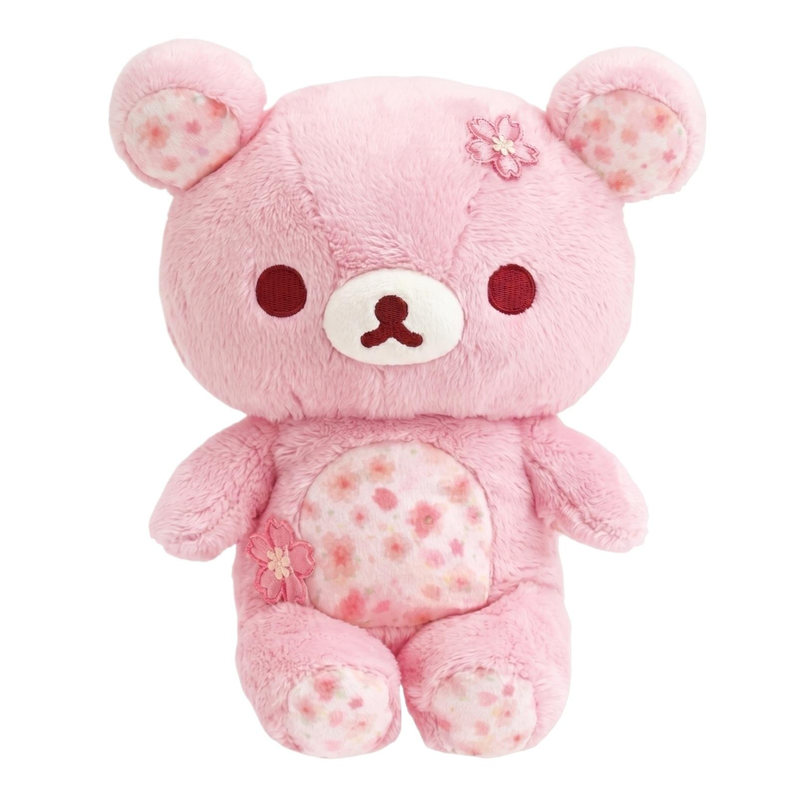 

Plush Bear Soft Stuffed Animal Toy Sitting Design Floral Pattern Embroidered Details Plush Fabric Collectible Gift Item for All Ages One Size