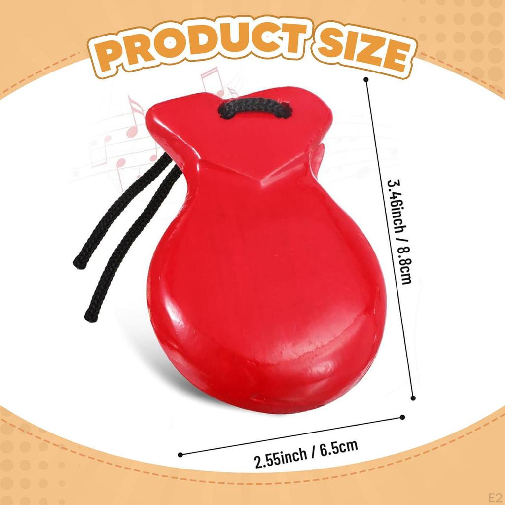 1 Pair Spanish Wooden Castanets for Adults And Children, Handmade Hand Percussion Instruments