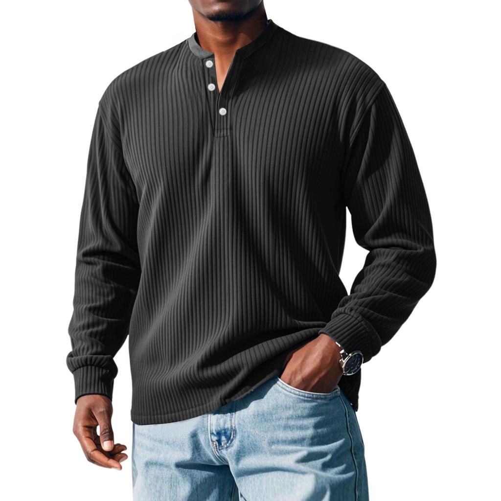 Men'S Button Loose Casual Long Sleeved Shirt Fashionable Top