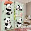 Set Of 2 Flat Printing Happy Valentine Day Drapes Cute Panda Digital Printed Polyester All Season Party Holiday Decor Curtain Made