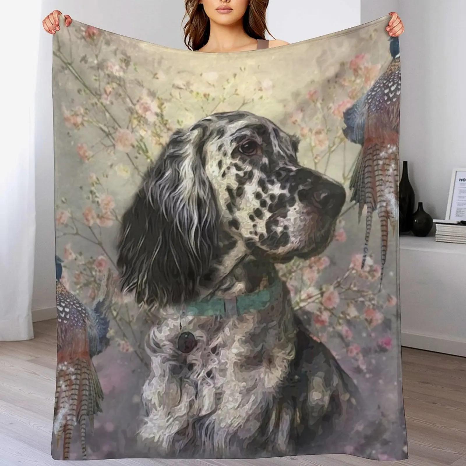 

English Setter With Pheasants Art Throw Blanket Mens Soft Warm Throw Blanket for Couch 102x76cm(40x30in)