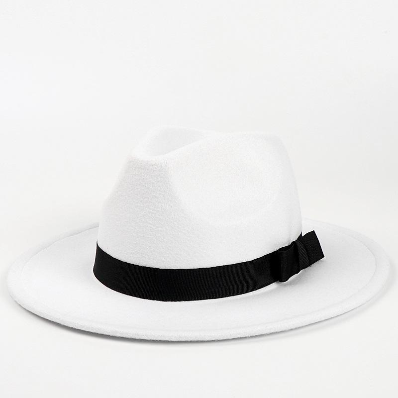 Unisex Retro Street Style Fedora-hatt med bred brätte - Jazzhatt i imitation av ullfilt