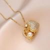 Elegant Oyster Necklace Fashionable Clavicle Chain Trendy Peach Heart Pearl Necklace  Women