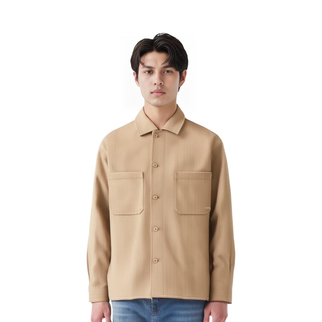 Kith Chemise à Manches Longues Boutonnée Polyvalente Ace Fashion Double Tissage Homme shirts Kaki KHM032986-246