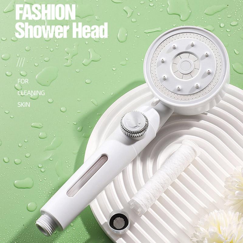 Candy Color Five-speed Booster Shower Head One-button Water Stop Filter Handheld Shower Set Home Bathroom