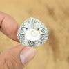 Natural Shiva Eye Shell Promise Cresent Moon Adjustable Ring 925 Silver