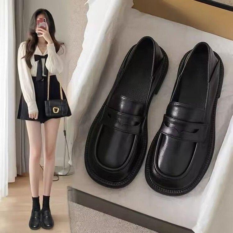 Spring 2025 new soft leather small leather shoes women's work soft-soled shoes British style loafers women's versatile single shoes women