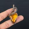 Natural Baltic Amber Gemstone Handmade Copper Wire Wrap Pendant 2.44" u4N72