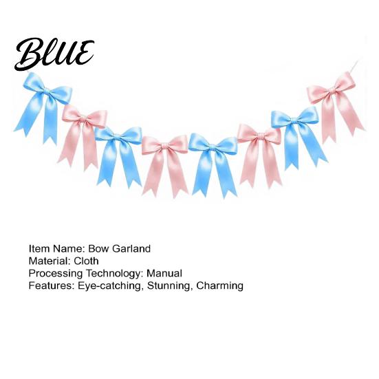 Valentine Day Backdrop Hanging Bunting Bow Pre-Strung Garland Decor 6.7FT Satin Ribbon Banner Decorations Photo Props for Birthday Baby