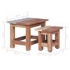 Set of 2 Side Tables Solid Mahogany Wood