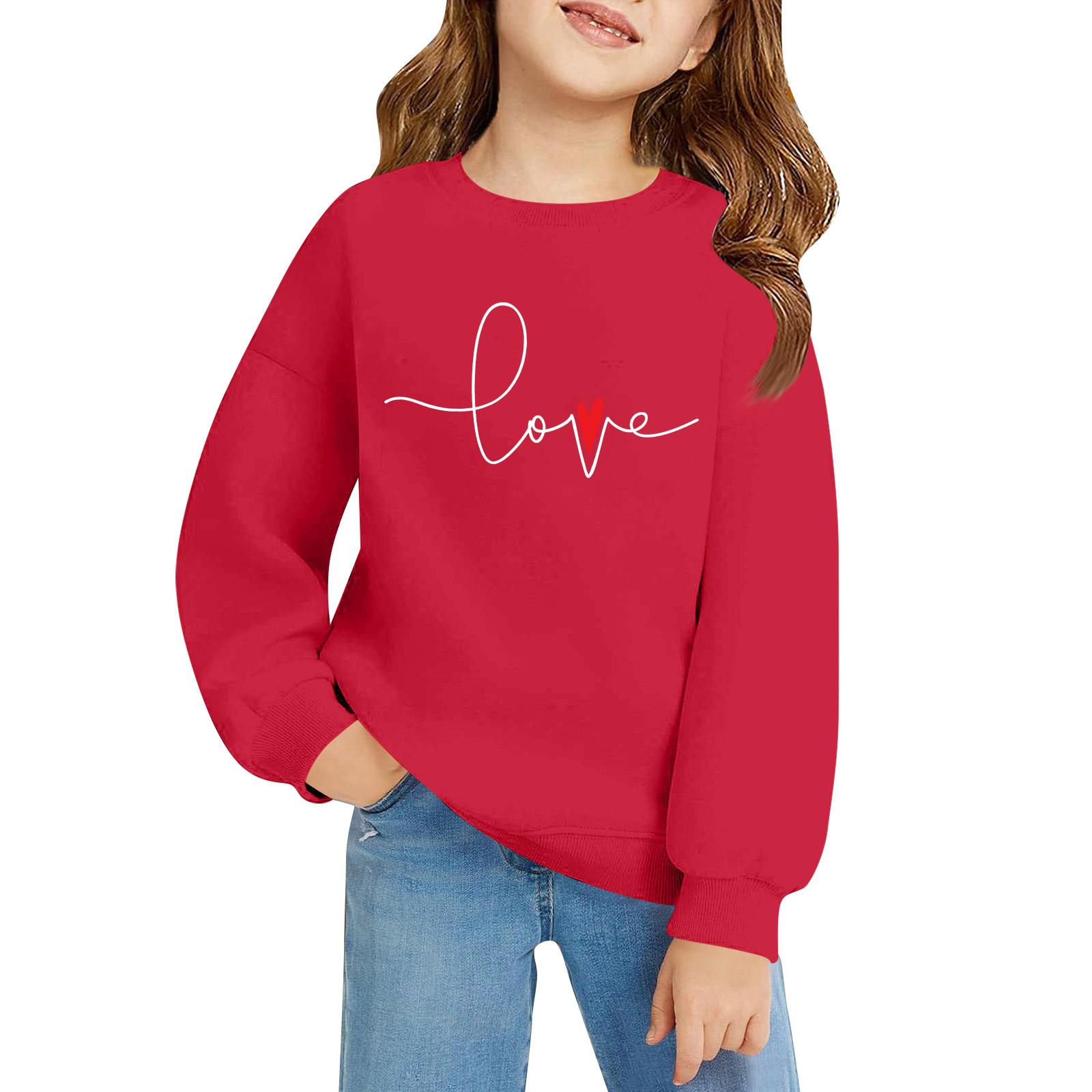 

Kids Long Sleeve Loose Pullover Letter Printed Round Neck Sweatshirt 160 червоний