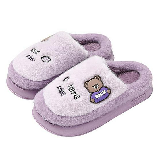 Winter Cotton Slippers with Thick Non-Slip Sole - Cute Cartoon Design for Couples