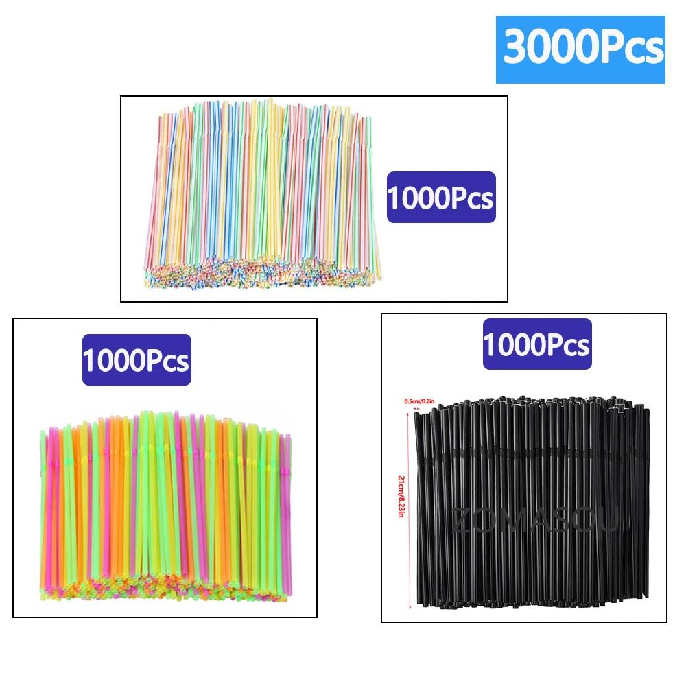 50-3000PCS Multicolor & Black Drinking Straws Cocktail Straw rietjes Milk Tea Bar Party Wedding Kitchen Beverage Straw Wholesale