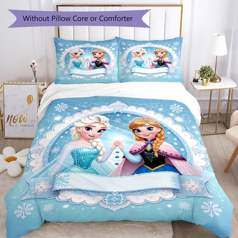 3pcs Elsa Bedding Set Duvet Cover Closure Includes 1 Duvet Cover & 2 Pillowcases, Soft and Comfortable for All Seasons.