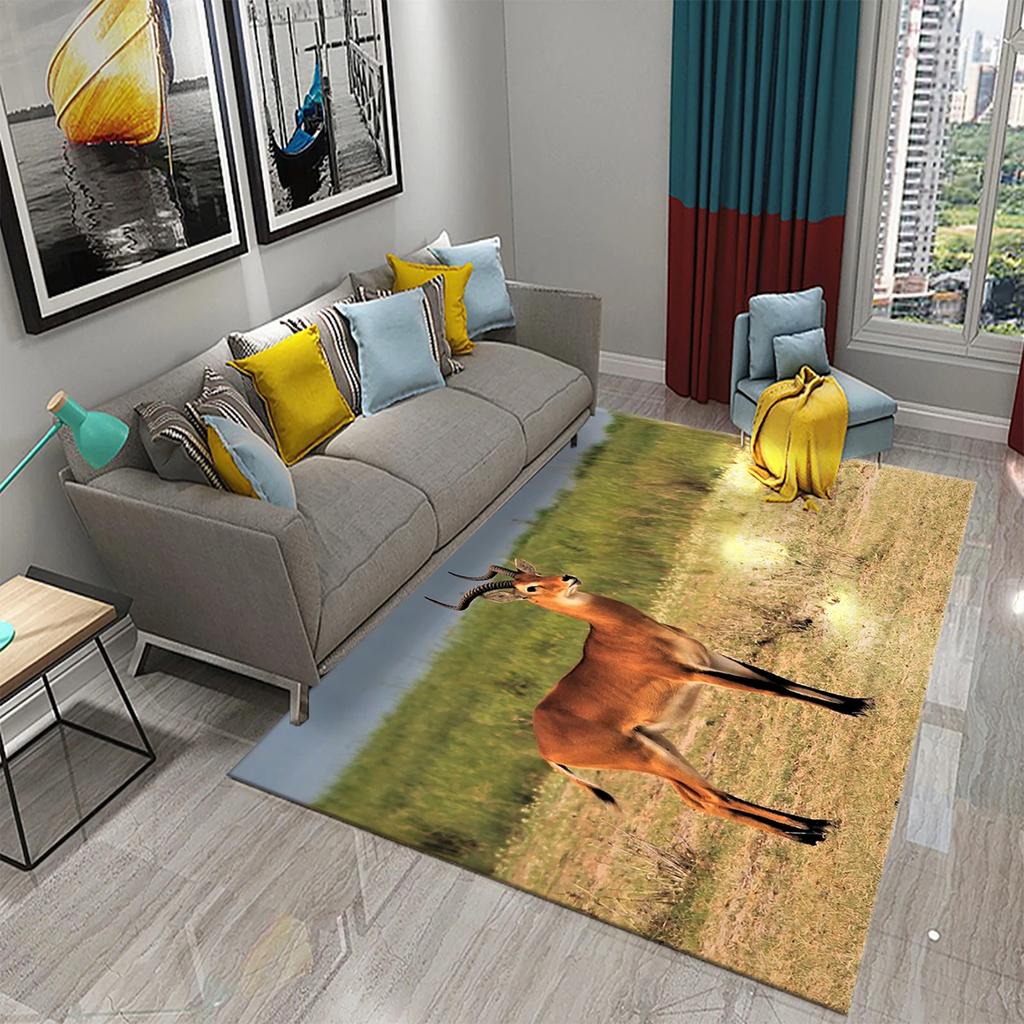 3D Antelope Carpet Lovely Animal Rug for Bathroom Kitchen Entrance Anti Slip Floor Carpet Living Room Bedroom Decoration Doormat