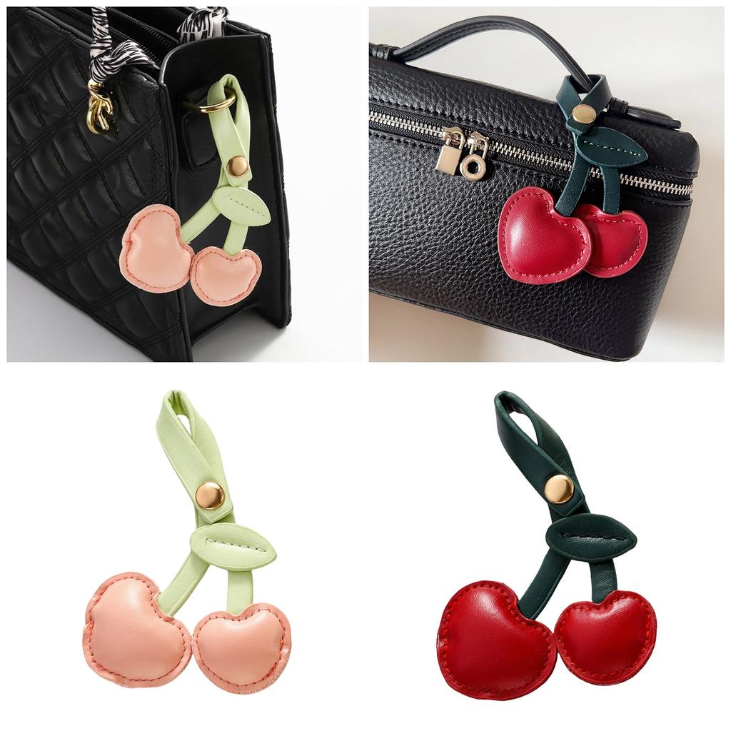 Pendentif Sac Cerise en Cuir PU Élégant Forme de Fruit Porte-clés Charme de Sac à Main Tendance Accessoires pour Femmes Filles
