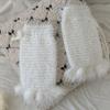 Solid Color Y2K Lace Up Leg Warmers Sweet Ballet Flare Women's Plush Stockings Elastic Loose Knit Banding Leggings Girl