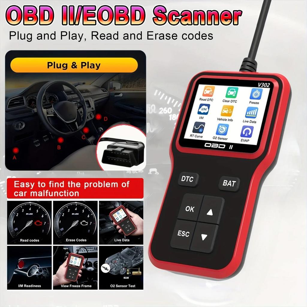 Plug & Play OBD2 Scanner, Portable USB-Powered Car Code Reader for All OBDII Cars, Easy DIY Diagnostics