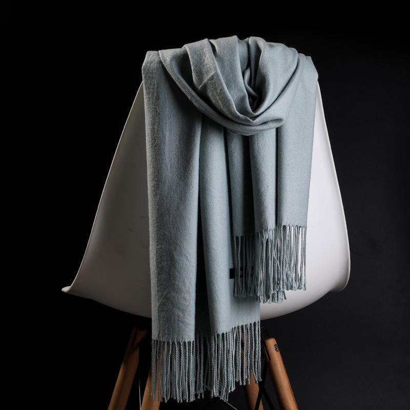 Solid Color Imitation Cashmere Scarf for Women Winter Korean Style Shawl and Scarf Dual Purpose Thickened Bridesmaid and Bride To Keep Warm in Autumn