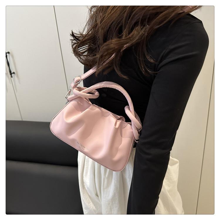 Chic Minimalist Pleated Faux Leather Shoulder Bag, Women's Small Crossbody Handbag with Magnetic Snap Closure, Trendy Daily Commute Tote