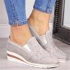 Wish Large Size 4 Rhinestone Wedge Heel Single Shoes, a Piece of Women's Light Lazy Shoes