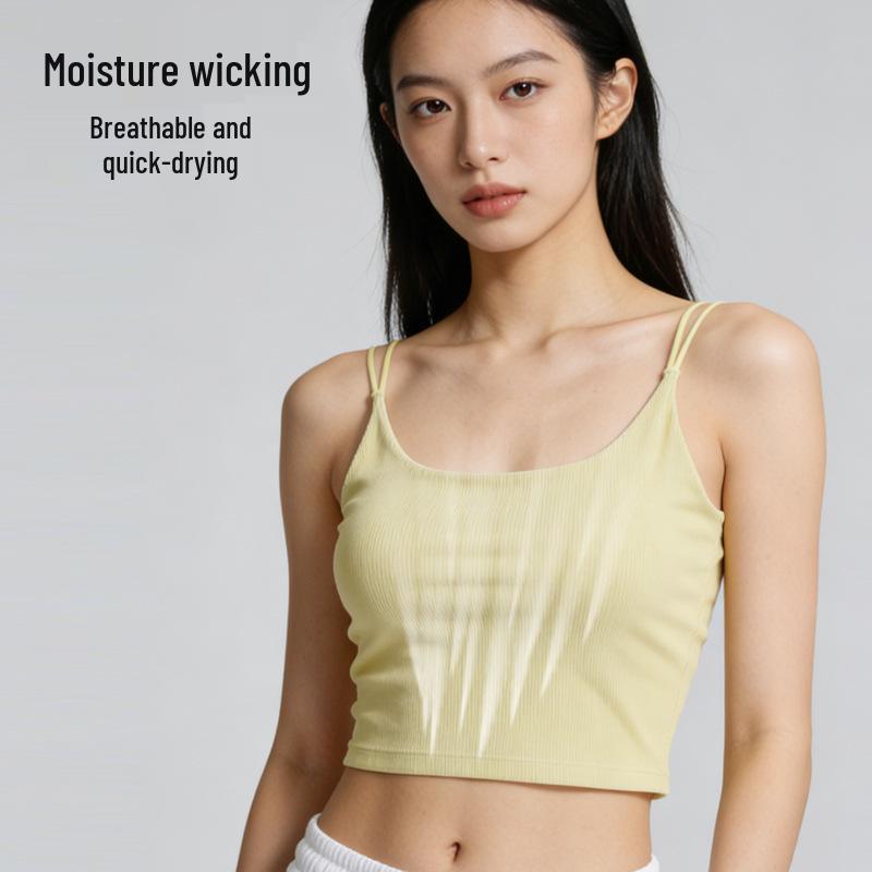 Lyocell Cotton Sports Yoga Camisole: Breathable, Chest-Padded, Small Backless Summer Tank