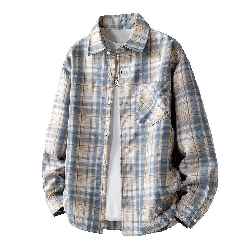 

2025 Unisex Retro Plaid Long-Sleeve Shirt - Summer Casual Loose Fit 2XL хакі