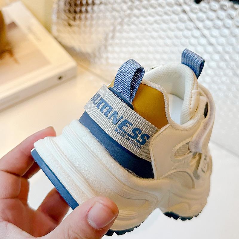 Boys' Autumn Running Shoes for Older Children, Soft-soled and Breathable White Shoes
