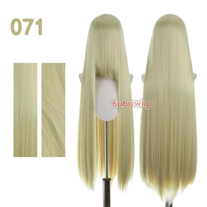 Bubuwig Synthetic Hair 100cm Long Straight Pure Color Cosplay Wigs Over 100 Colors Black White Red Blue Brown Wig Heat Resistant