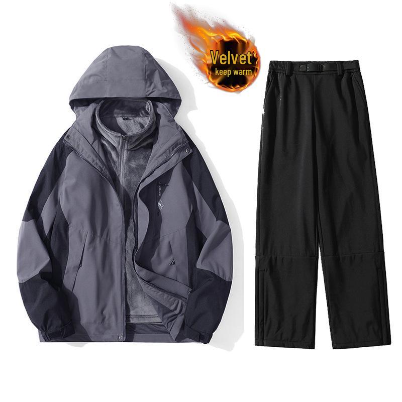 Junior Ski Suit: 3-in-1 Detachable Fleece-Lined Windbreaker and Snow Set for Beginner Big Kids
